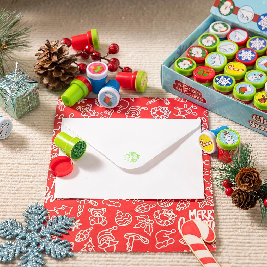 JOYFY 48 штук Рождественские ассорти штампы Детский самонаборный штамп для рождественской вечеринки, подарки в чулок, поделки, школьные призы
