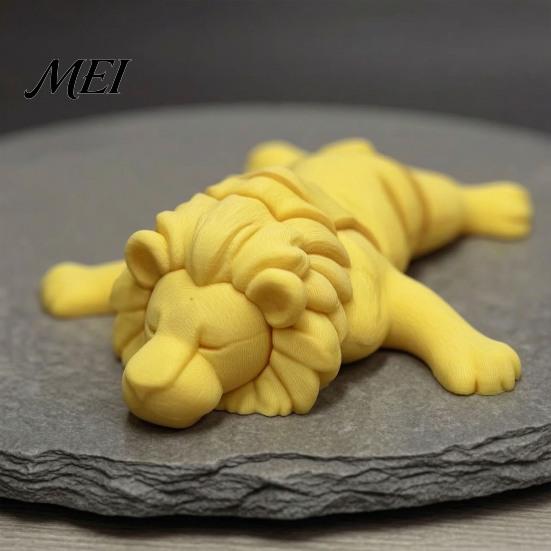 Забавные игрушки для снятия скуки, 3D-печатная фигурка лежащего льва с подвижными суставами, Позабельная модель животного с суставами для украшения стола,