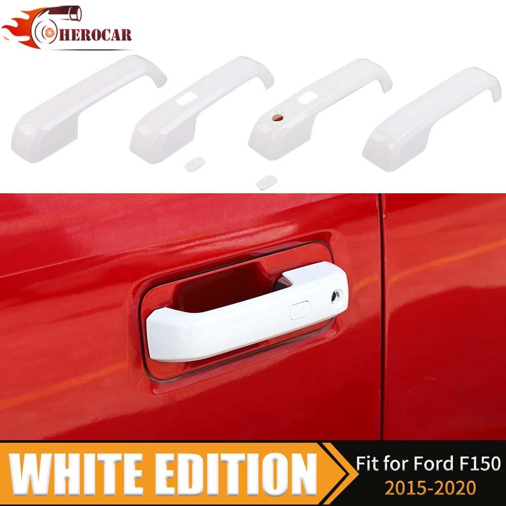 4PCS For 2015-18 2019 2020 FORD F150 Door Handle COVERS Oxford White Accessories