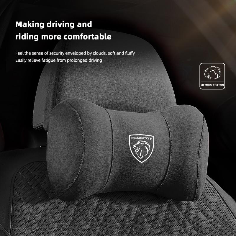 Suede Headrest Car Breathable Memory Foam Neck Pillow Seat Accessories For Peugeot 208 3008 308 2008 207 508 607 406 407 301 408