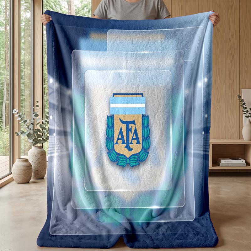 Argentina Football Printed Flannel Blanket Skin Friendly Warm Decorative Throw for Indoor Couch Bed Daily Use