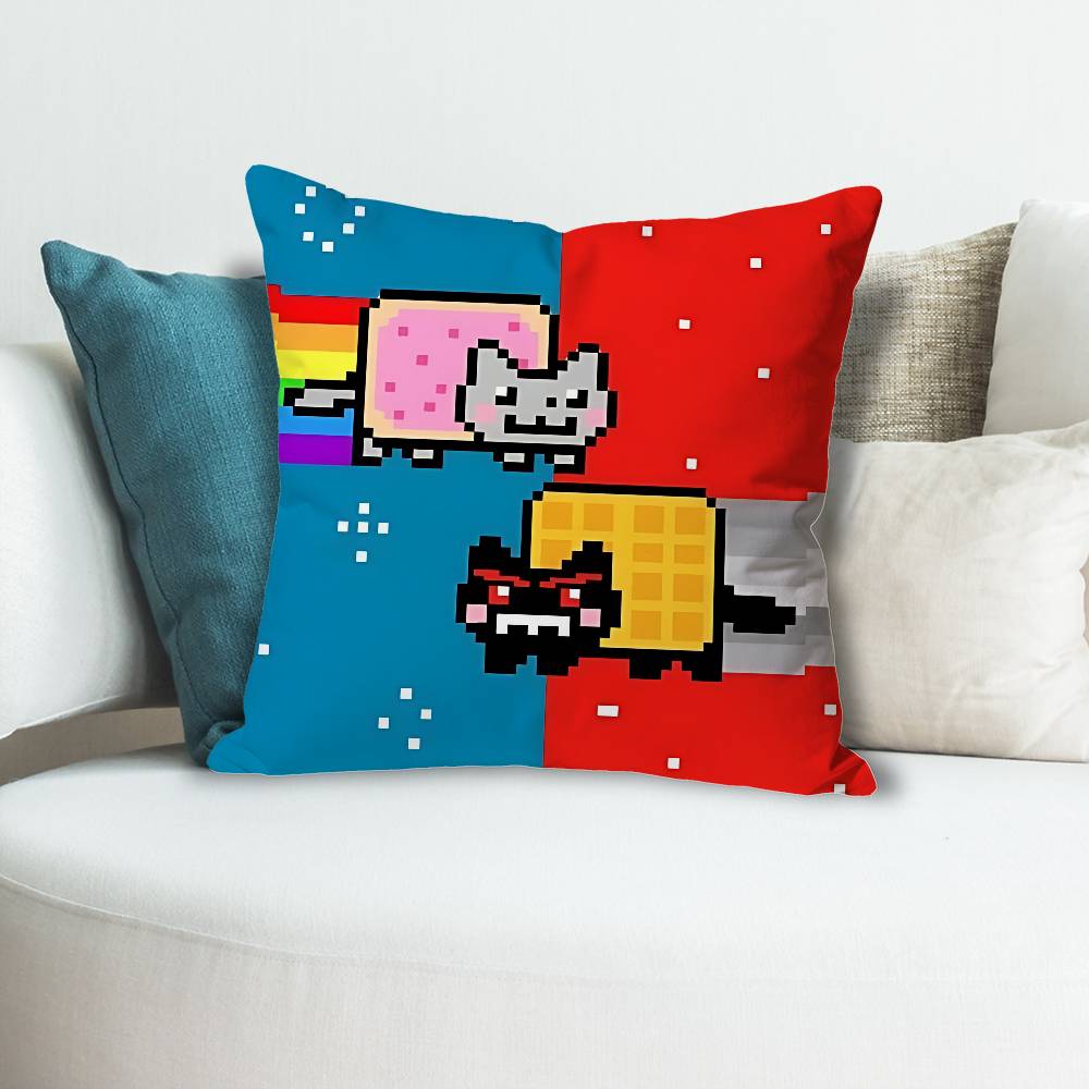Cute NNyan Cat Anime Celebrity Merchandise AllMatch Printed Pillow Case Sofa Car Office Room Decoration Protector