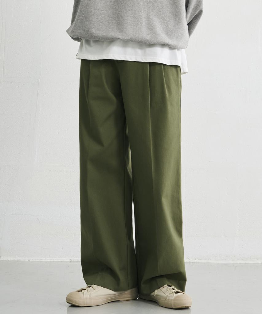 DRAW FIT Wide Elastic Chino Pants [Khaki]
