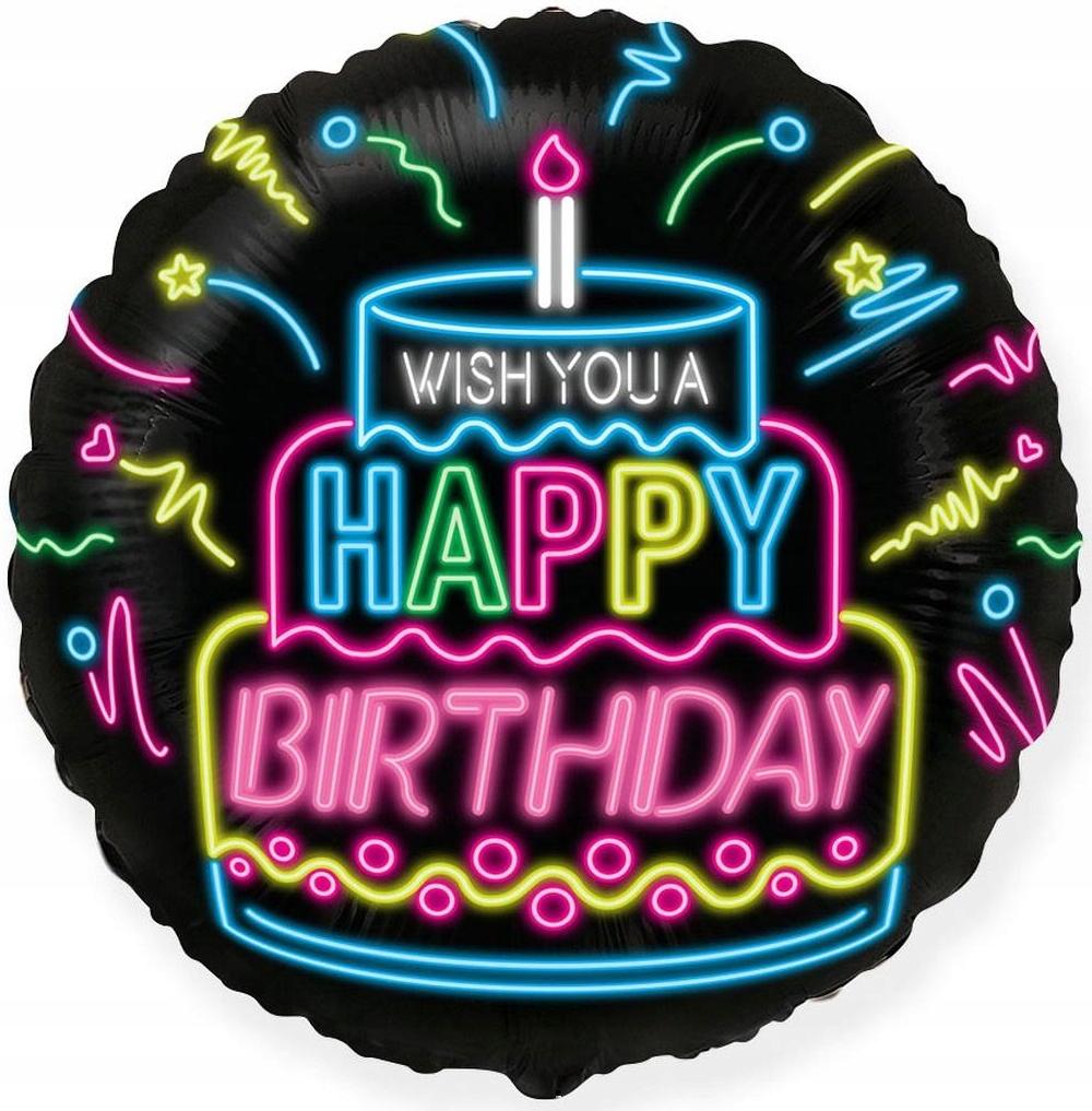 Balon Foliowy 18" Fx - Happy Birthday- Neon