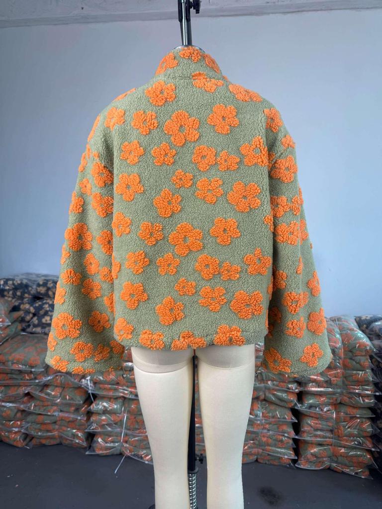 Spring 2025 Women's Lambswool Print Loose Zip-Up Sweatshirt