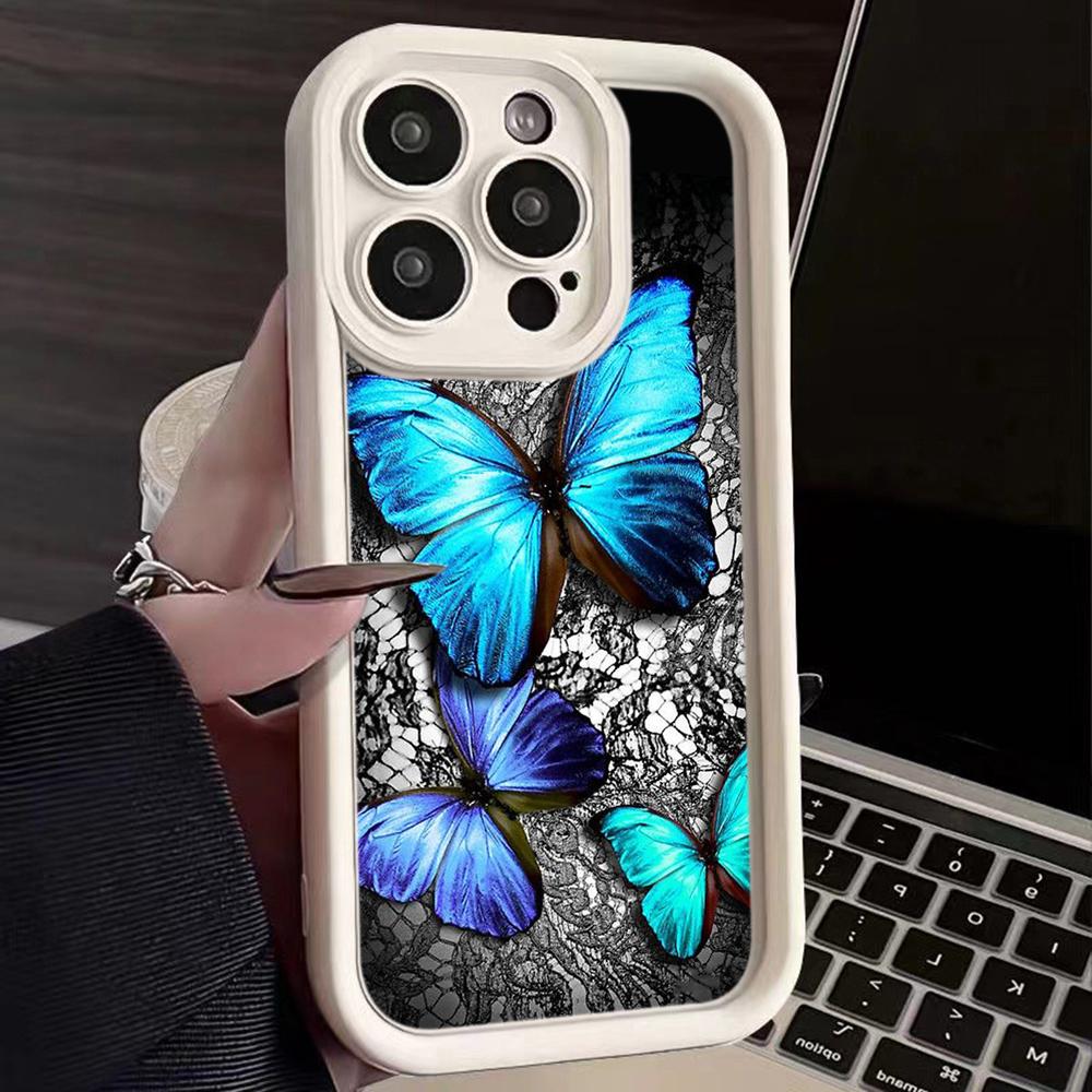 Мягкий чехол для телефона Angel Eye TPU для Samsung A05 A13 A23 A53 A14 A24 A34 A54 A15 A25 A35 A55 S20 S23 FE S24 Ultra Ae68 Бабочка цветок милый дизайн