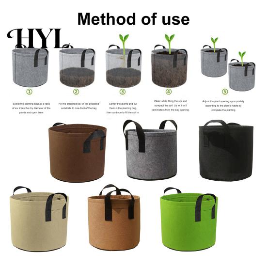 Indoor Plant Container 5 Gallon Grow Bag Non-woven Fabric Planting with Handles Space-saving Holder Breathable Garden Pot for Outdoor Vegetables