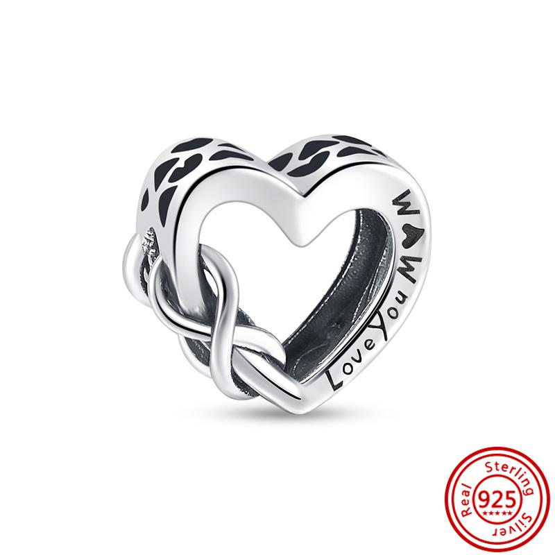 100% 925 Sterling Silver Infinite Eternity Style Love Family Friend Shiny Beads Fit Original Charms Bracelet DIY Jewelry