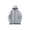 Anta Solid Color Logo Print Zip-Up Hooded Knit Jacket Men Jackets Gray 952247708-1
