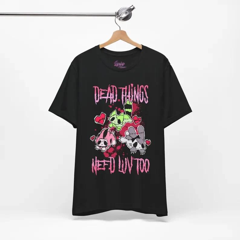 Unisex shirt Cotton Oversize Large Size Emo Scene Broken Animals Tee, Punk Fashion T-shirt