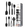 Drongo Heat Resistant Fireproof Nonstick Silicone Spatula Set 8 Pieces Black