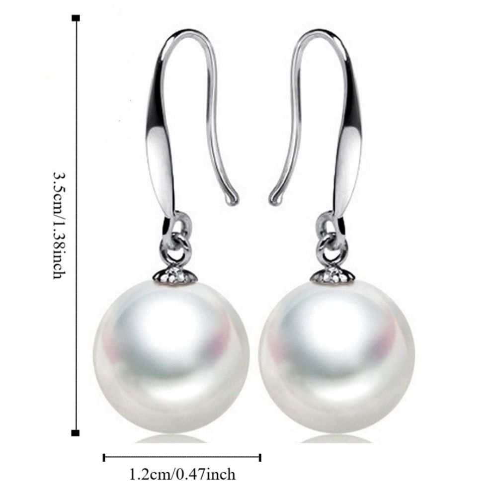 Simulation Freshwater Pearl Drop Earrings Ball Shape Ear Hook Simple Long Earrings Ear Jewelry
