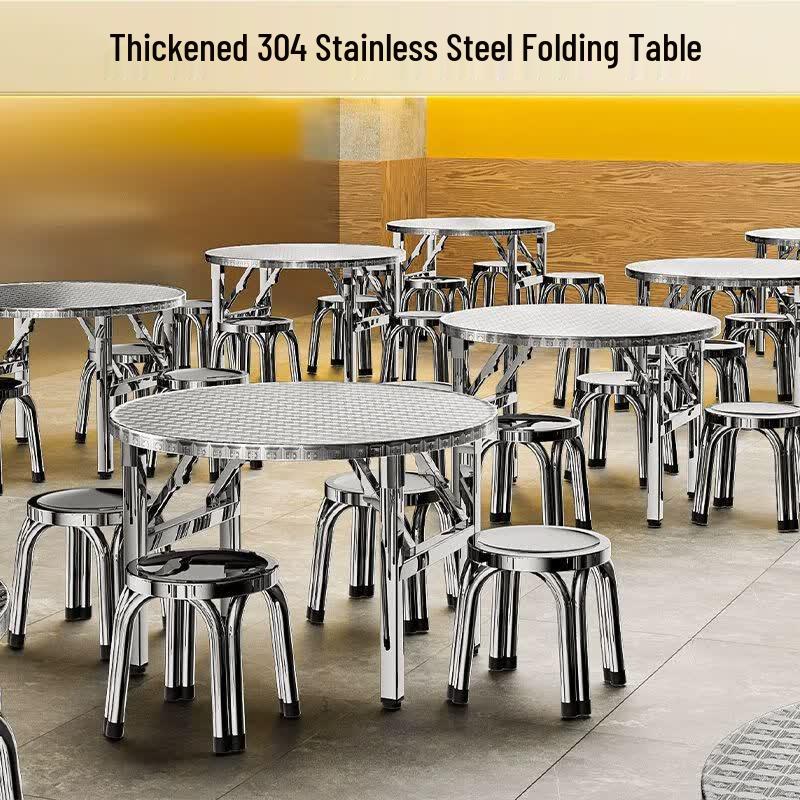 JILIANG 304 Stainless Steel Foldable Square Table