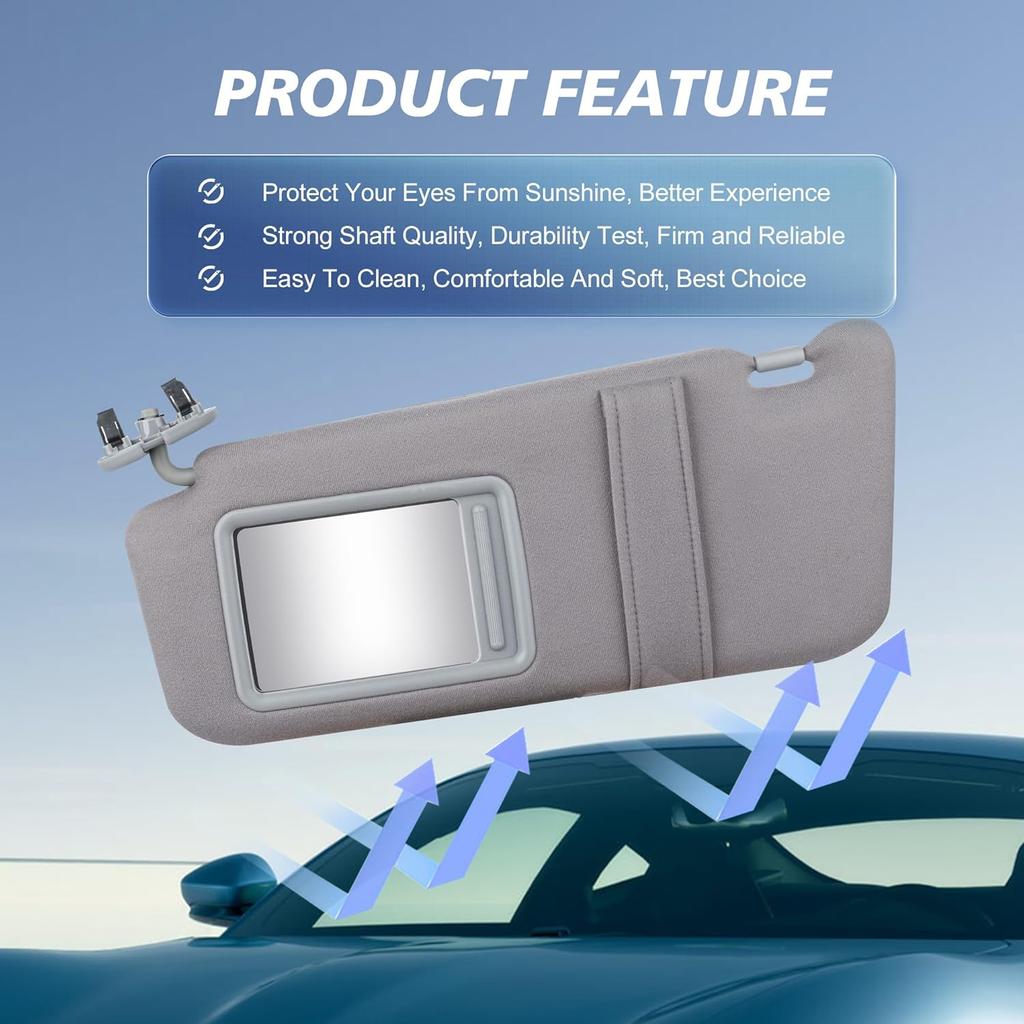 Серый левый козырек от солнца со стороны водителя подходит для Toyota Camry 2007 2008 2009 2010 2011 без люка и левая и правая сторона водителя и пассажира 74320-06780-B0