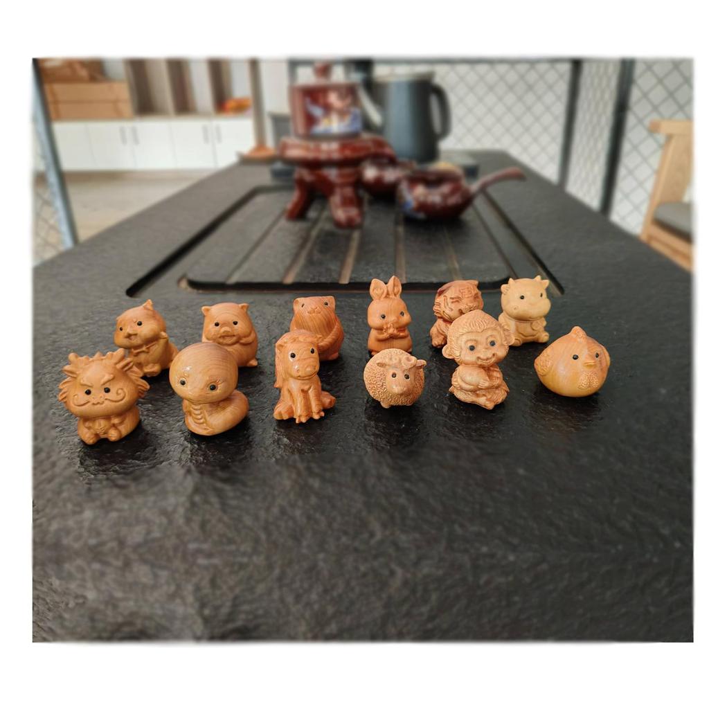 Cute Zodiac Figurine, Auspicious Charm, Good Fortune, Wealth, and Luck, Decorative Tabletop Gift, Feng Shui Amulet, Healing Item (Zodiac)