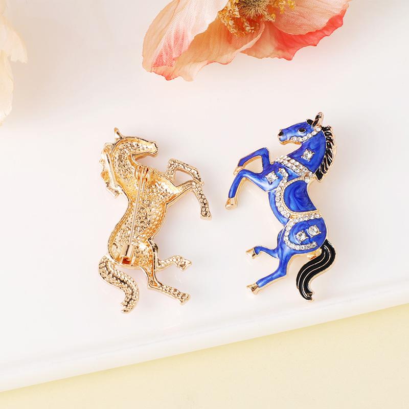 1Pc Enamel Gift Horse Brooch Cartoon Rhinestone Cute Alloy Pin