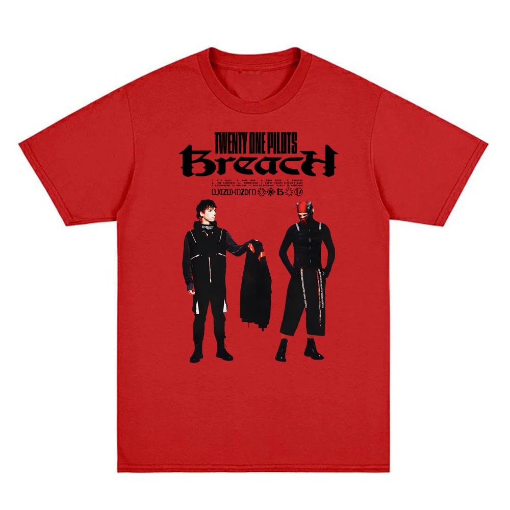 Twenty One Pilots- BREACH Футболка 2025new С коротким рукавом Футболка в том же стиле, что и у певца Графическая печать Высокое качество Летняя футболка