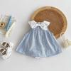 Baby Girl Summer Harem Jumpsuit: Fashionable Peter Pan Collar Dress with Big Bow