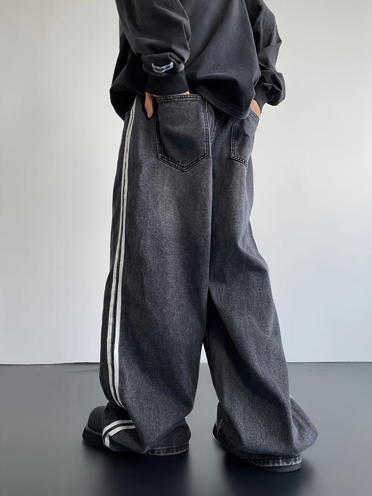 Американские винтажные джинсы свободного кроя, прямые, повседневные, модные, фирменные, вышитые, клеш