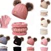 Children Knitted Warm Hats With 1 Pair Gloves And ScarvesWarm Winter