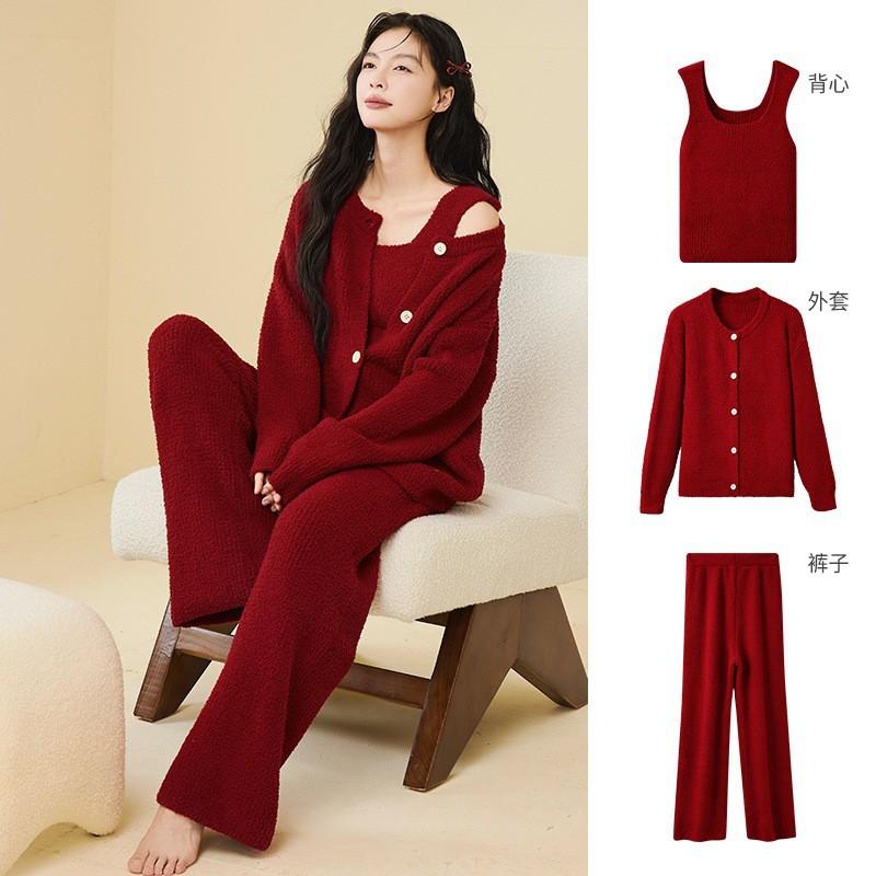 Womens Soft Fleece Pajama Set Long Sleeve Top Pants Warm Cozy Sleepwear Fall Winter Home Or Light Outdoor Wear