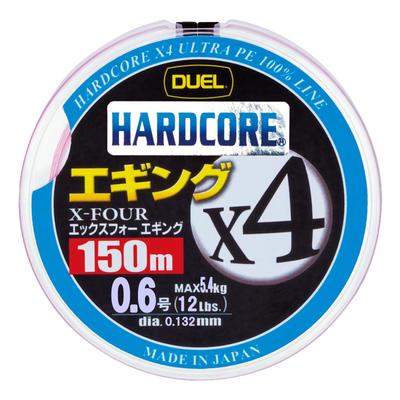 Рыболовная леска DUEL HARDCORE X4 PE для эгинга, Высокая молочно-розовая (Высокая прочность, чувствительность) 0,6, 150 м, (H3280-MP)