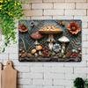 Mushroom Metal Wall Art Decor 1 Piece Vintage Aluminum Sign 8x12 Inch Floral 3D Embossed Style Indoor Outdoor Hanging Plaque