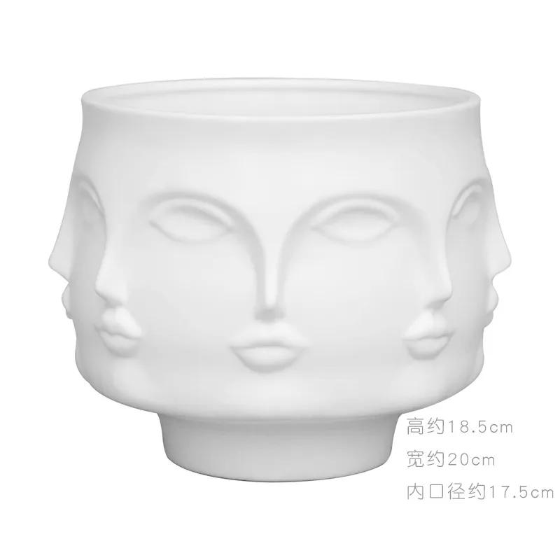 Керамическая ваза Creative Face Floreros Decorativos Moderno Vase Decoration Home Living Room White Flower Vase