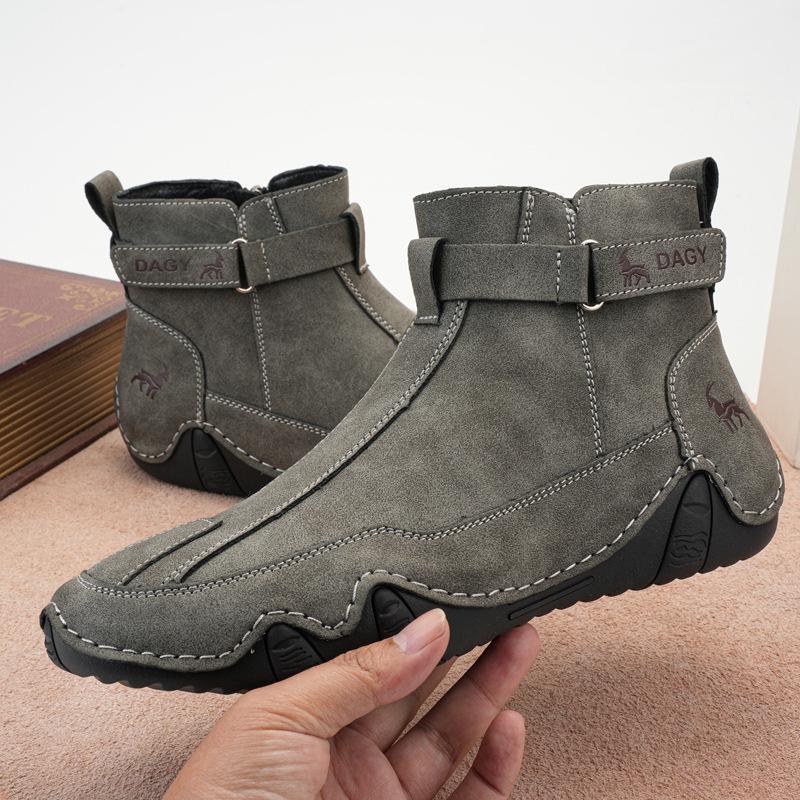 2024 Ретро-сапоги, мужская обувь из натуральной кожи, большие мужские туфли с высоким берцем