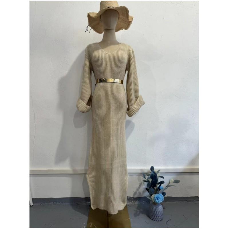 Женские осенние и зимние однотонные красивые трикотажные топы с длинным рукавом и V-образным вырезом облегающие платья