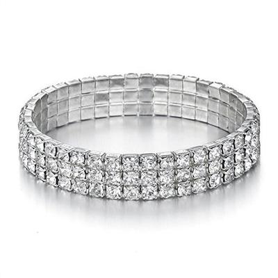 3-рядный эластичный браслет, блестящий, полный бриллиант, однорядный, многорядный эластичный браслет, высококачественный роскошный женский браслет