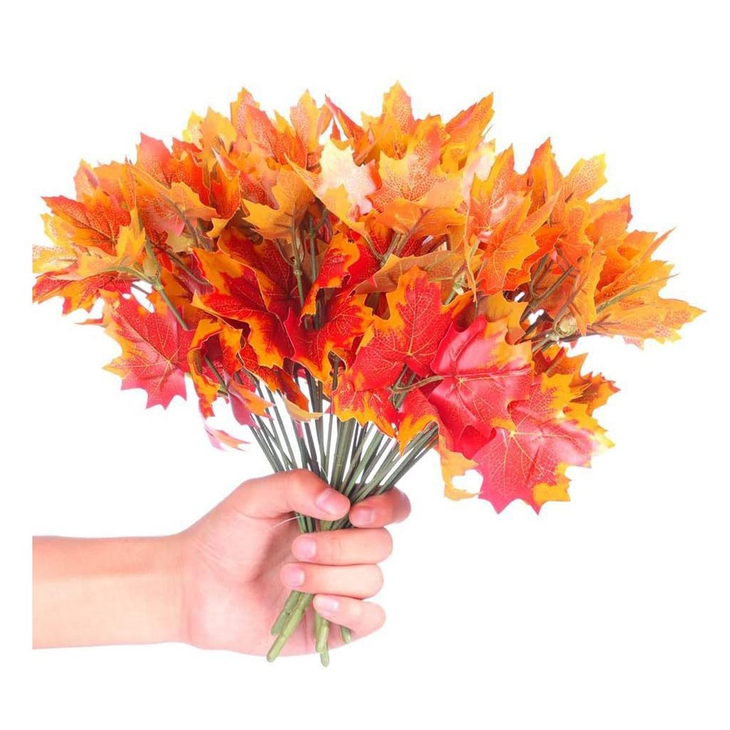 Maple Leaf Artificial Autumn Leaves Branches Fake Fall Flower Arrangement Thanksgiving Decoration Home Kitchen Table Centerpiece