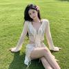Женский высококачественный бикини-комплект Pure Desire: Комплект из двух предметов с защитой от солнца, с длинным рукавом, для пляжного отдыха. Идеально для маленькой груди, сексуально и стильно.