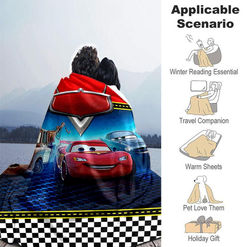1pc Mcqueens Adventure Flannel Blanket Soft Warm Throw Blanket for Bedroom Living Room Bed Travel Camping Picnic Gift. M730067