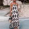 Spring New Cuffless Pullover Halter Dress for Women, Fashionable and Versatile, Loose Printed Long Dress for Women