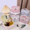 Cosmetic Bag Floral Pattern Large Capacity Dual Smooth Zipper Easy-to-clean Foldable Makeup Organizer