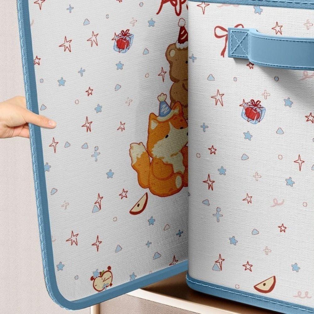 Dust-proof Folding Clothes Storage Box Cartoon Wardrobe Organizer  Dormitory