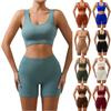 Бесшовный ribbed комплект для тренировок для женщин, состоящий из двух предметов: укороченный топ-майка и шорты с высокой талией, спортивная одежда, наряд для йоги