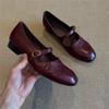 Shallow Mouth Genuine Leather Women's Shoes Flat Mary Jane Shoes Women Retro Simple Low Heel Shoes