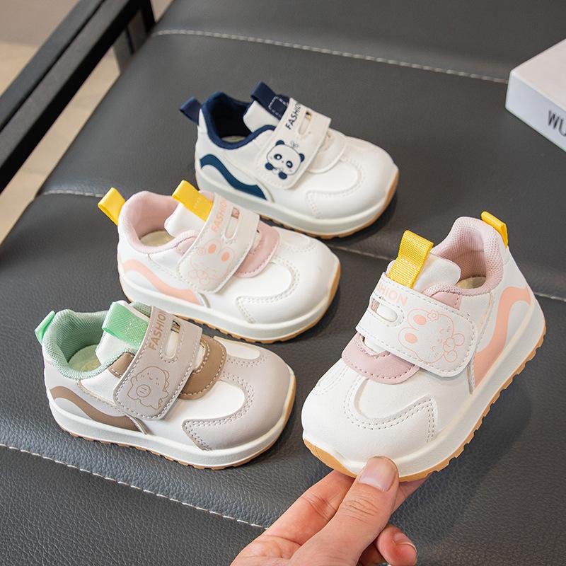 [Soft Sole Toddler Sneakers for Boys and Girls Leather Hook and Loop Non Slip Walking Shoes Casual Sport Shoes]