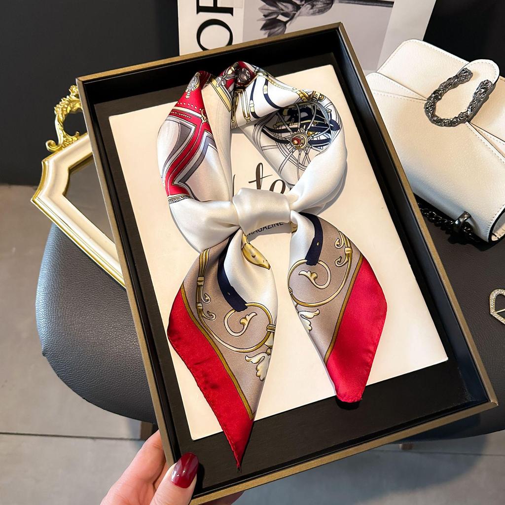 70cm Korean-Style Silk Square Scarf: Fashionable, Versatile Neck Protection and Decorative Accessory