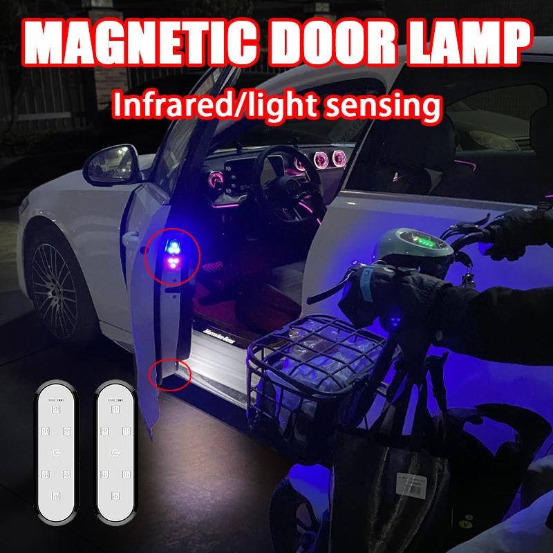 Car Led Multifunctional Welcome Light Magnetic USB Charging Auto Infrared Open Door Safe Anti-collision Warning Signal Lamp