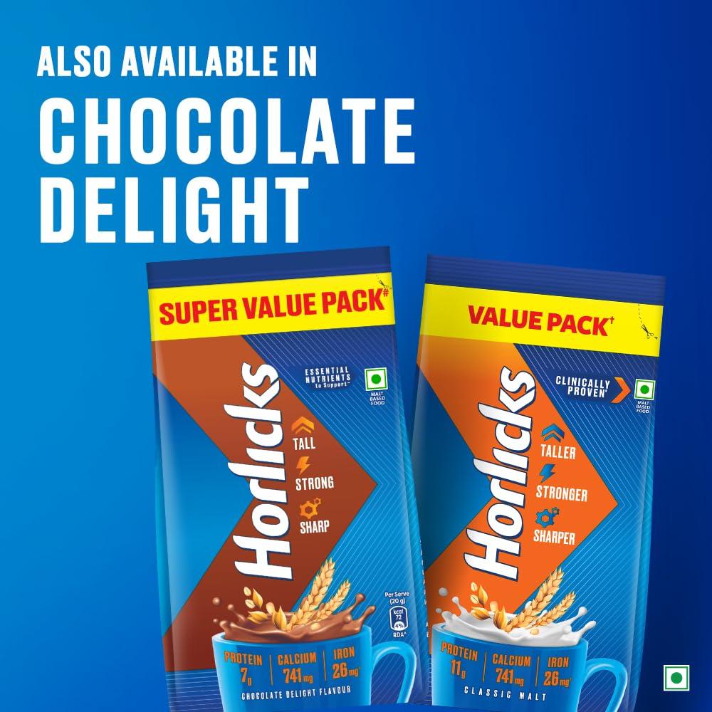 Питательный напиток Horlicks Classic Malt 800 г пакет – Поддержка роста, энергии и иммунитета детей с 27 жизненно важными питательными веществами