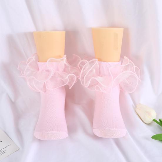 Yousheng 1 пара детских носков в стиле принцессы Лолиты с цветочным кружевным декором, однотонные, мягкие, дышащие, эластичные, нескользящие, для балета и танцев