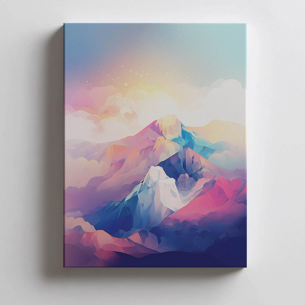 Pastelowe Górskie Marzenie Pastelowe Górskie Marzenie, 50X70 Cm, Rama Drewniana Jasny Dąb, Papier Matowy 230 Gsm