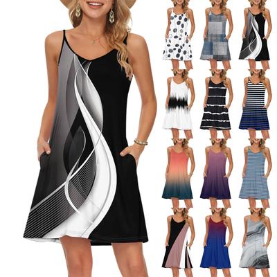 Женские модные повседневные пляжные платья однотонные с карманами платья