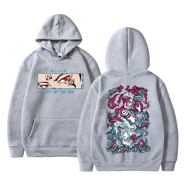 Anime Jujutsu Kaisen Print Hoodie Manga Itadori Yuji Ryomen Sukuna Graphic Hoodies Vintage Oversized Cotton Men Women Clothes