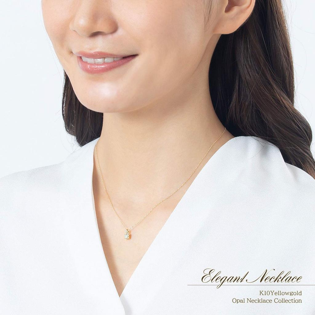 Barzaz Опал Натуральный Желтый Маленькое Ожерелье, Камень, Золото, Женское, K10, 10K,