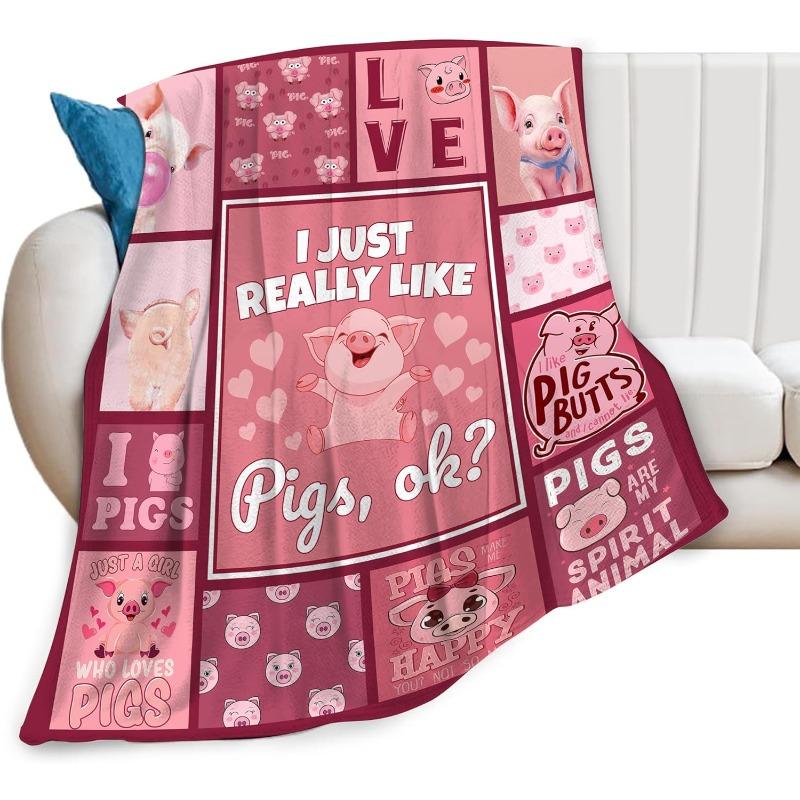 Cute Pig Blanket Girl Boy Throw Blanket Super Soft Comfortable Plush Fleece Pink Blanket Sofa Sofa Bed Girl Gift