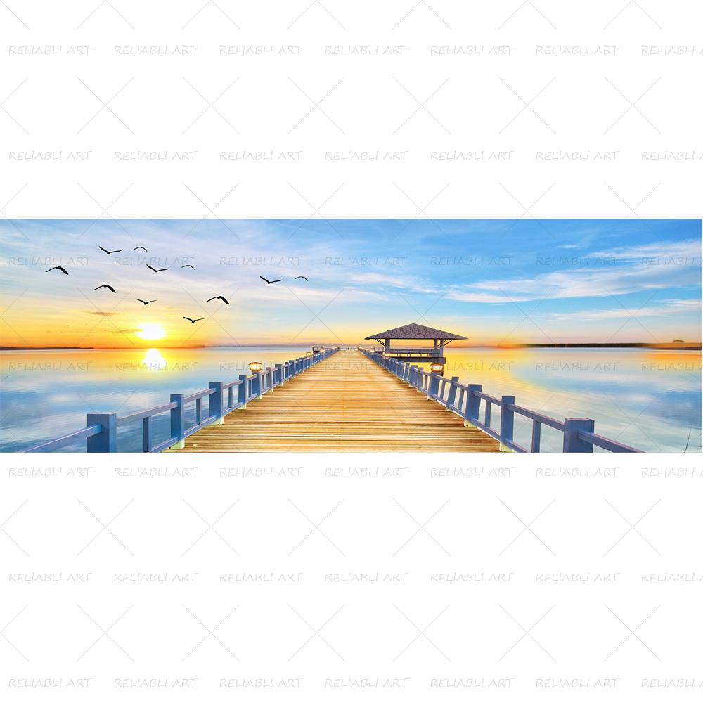 Деревянный мост, постеры и принты, холст, картина, Настенный декор, озеро, небо, пейзаж, настенное искусство для гостиной, современный домашний декор, без рамки